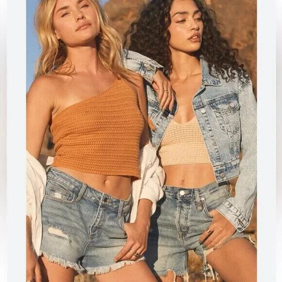 Free People Beach Mary One Shoulder Top Small Green Linen Ribbed Knit Sweater - Picture 9 of 10